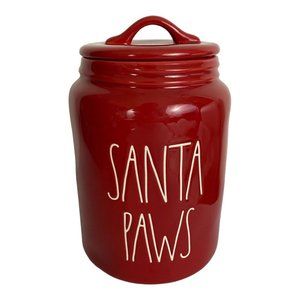 Rae Dunn By Magenta SANTA PAWS Red Pet Canister With Lid Large 9" Tall NEW